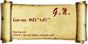 Garas Máté névjegykártya